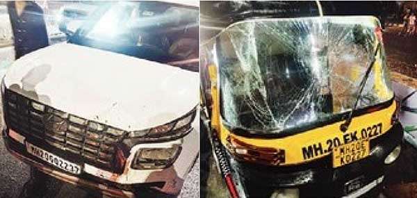 सिडको उड्डाणपुलावर भीषण अपघात : कारने धडक देताच रिक्षा उलटून दूरवर फेकली गेली, प्रवासी दाम्पत्य गंभीर जखमी