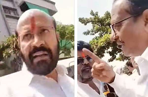 पद, प्रतिष्ठा विसरून भररस्त्यात दोन राजकीय नेत्यांत रंगले भांडण, शिवीगाळ अन् धमक्याही... ठाकरेनगरातील घटना (व्हिडीओसह)