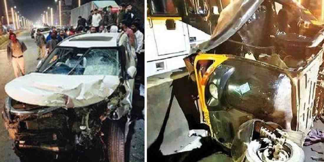 पहाटे मोंढा नाका उड्डाणपुलावर भीषण अपघात; सुसाट कारने रिक्षाला उडवले, तरुणासह चिमुकलीचा मृत्यू, ४ गंभीर जखमी 
