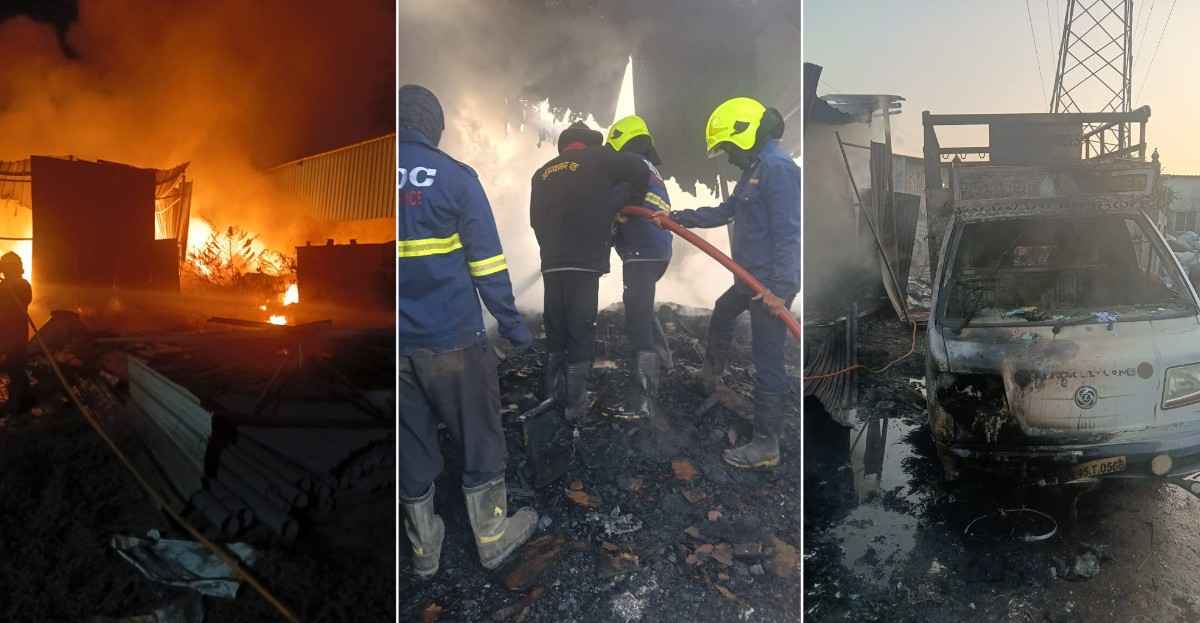 ‘शेकोटी’ अवघे भंगार गोडाऊन कवेत घेणार होतीच, सुदैवाने अग्निशमन दल धावल्याने मोठी हानी टळली!, वाळूज MIDC तील घटना