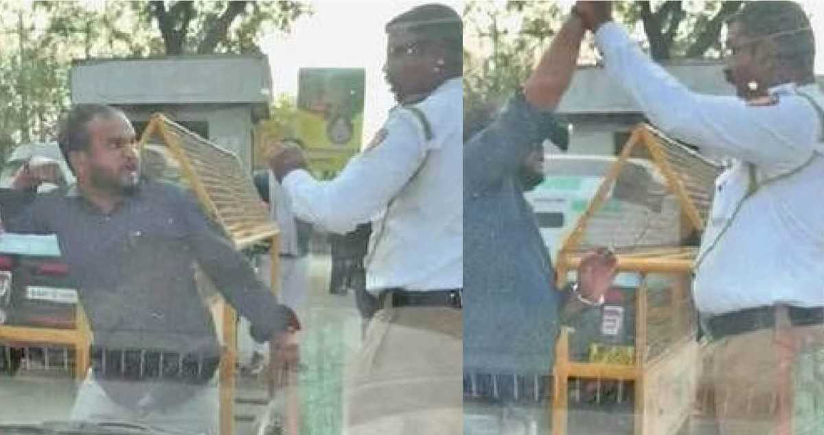 भर रस्‍त्‍यात वाहतूक पोलिसांना दारूड्याची मारहाण, तासभर हायकोर्ट सिग्नलजवळ घातला धिंगाणा!; कानशीलात मारली, लोटपोट केली, पोलिसांच्याच मदतीला तासभराने आले पोलीस!