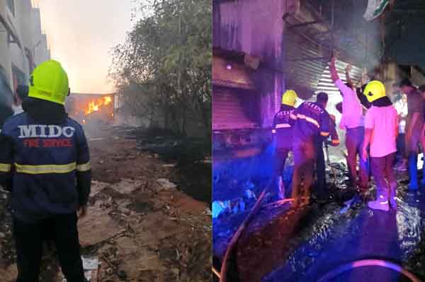 कारखान्यासह बेकरी शॉपला भीषण आगीने वाळूज MIDC त माजला हल्लकल्लोळ!; कोट्यवधींचे नुकसान
