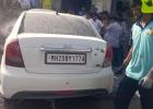 कारला अचानक आग; महाराणा प्रताप चौकात घबराट
